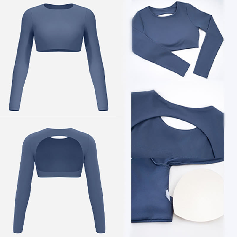 Soutien-gorge dos nu à manches longues Buddha Stones, débardeur de sport, fitness et yoga pour femme - image 13
