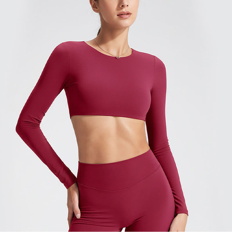 Soutien-gorge dos nu à manches longues Buddha Stones, débardeur de sport, fitness et yoga pour femme - image 28
