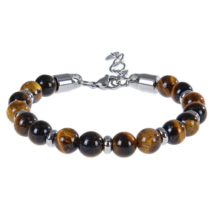 Bracelet de protection en Buddha Stones, œil de tigre et diverses perles de pierres naturelles. - Œil de tigre (Tour de poignet : 17-20 cm) - image 0