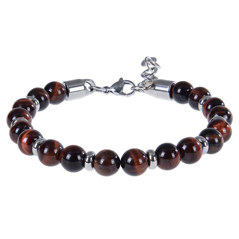 Bracelet de protection en Buddha Stones, œil de tigre et diverses perles de pierres naturelles. - Œil de tigre rouge (Tour de poignet : 17-20 cm) - image 15