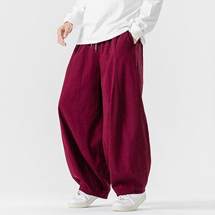 Pantalon en coton à jambes larges avec poches, motif Buddha Stones, idéal pour les trajets d'hiver. - image 35
