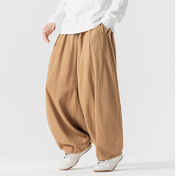 Pantalon en coton à jambes larges avec poches, motif Buddha Stones, idéal pour les trajets d'hiver. - image 13