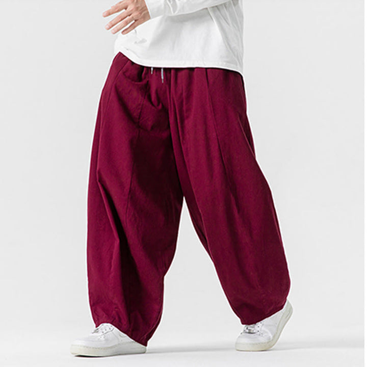 Pantalon en coton à jambes larges avec poches, motif Buddha Stones, idéal pour les trajets d'hiver. - image 36