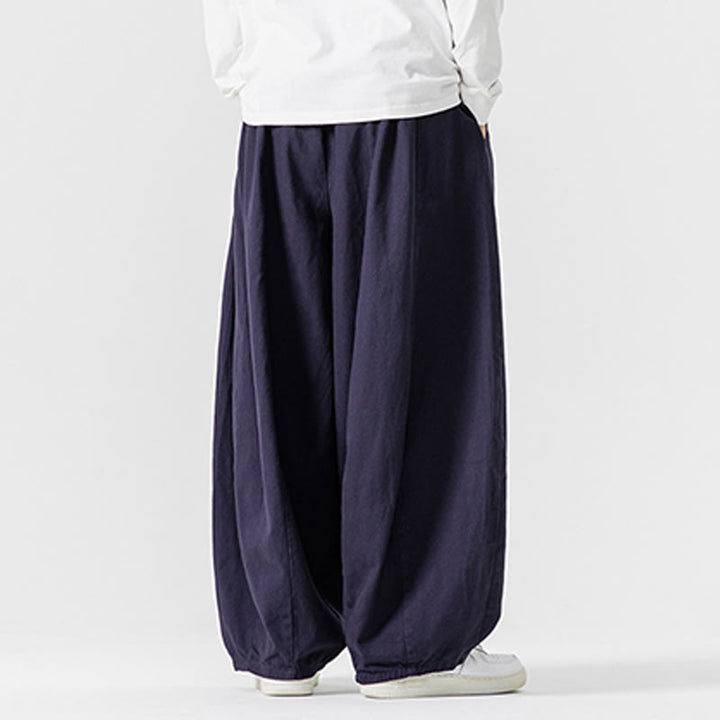 Pantalon en coton à jambes larges avec poches, motif Buddha Stones, idéal pour les trajets d'hiver. - image 5