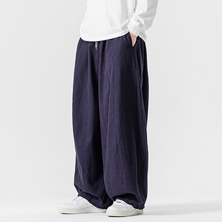 Pantalon en coton à jambes larges avec poches, motif Buddha Stones, idéal pour les trajets d'hiver. - image 4