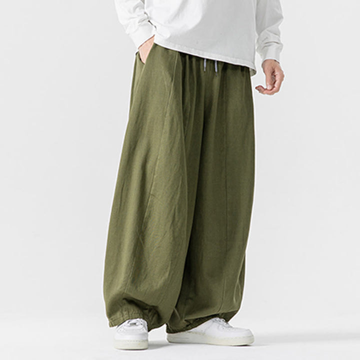 Pantalon en coton à jambes larges avec poches, motif Buddha Stones, idéal pour les trajets d'hiver. - image 21