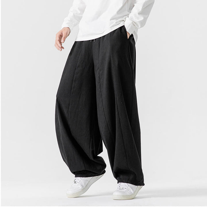 Pantalon en coton à jambes larges avec poches, motif Buddha Stones, idéal pour les trajets d'hiver. - image 42