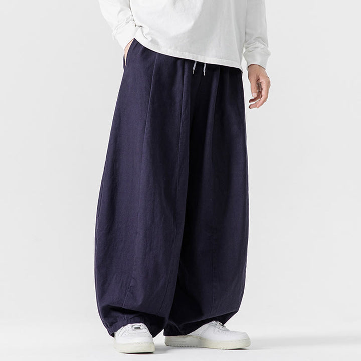 Pantalon en coton à jambes larges avec poches, motif Buddha Stones, idéal pour les trajets d'hiver. - image 3