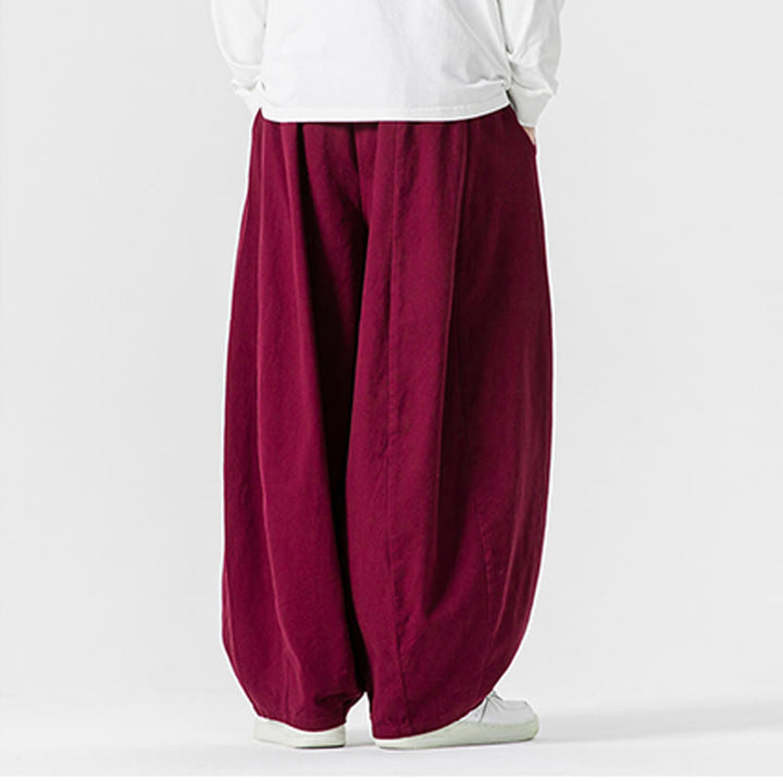 Pantalon en coton à jambes larges avec poches, motif Buddha Stones, idéal pour les trajets d'hiver. - image 37