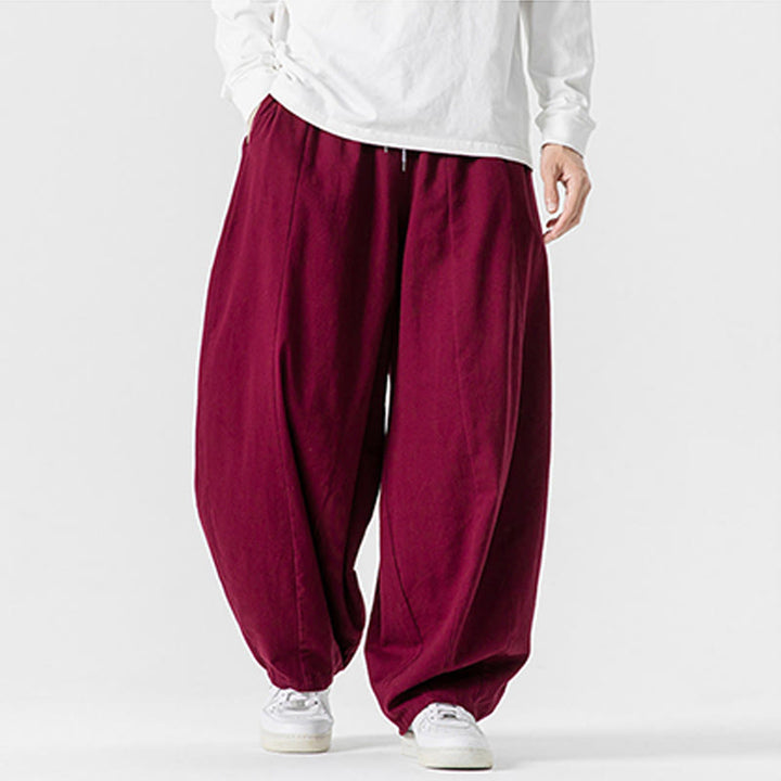Pantalon en coton à jambes larges avec poches, motif Buddha Stones, idéal pour les trajets d'hiver. - image 32