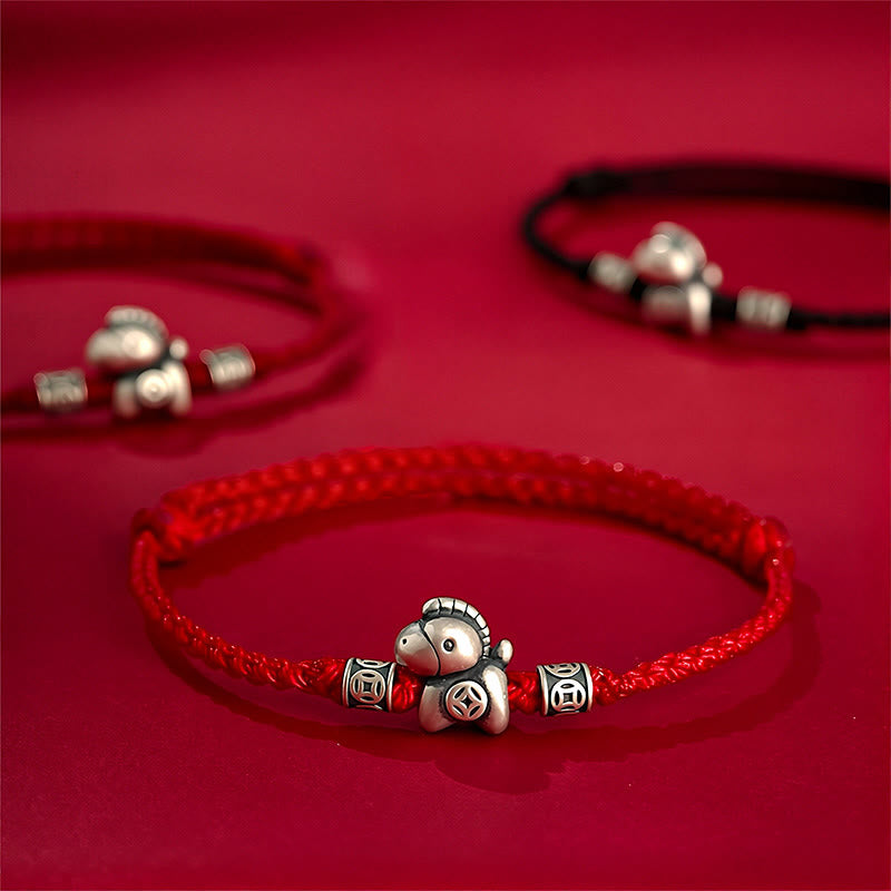 Bracelet de protection tressé en argent sterling 999 de Buddha Stones Année du Cheval - image 0