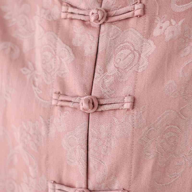 Chemise en coton à manches longues pour femme, imprimé floral automnal Buddha Stones, col montant à boutons brandebourg - image 7
