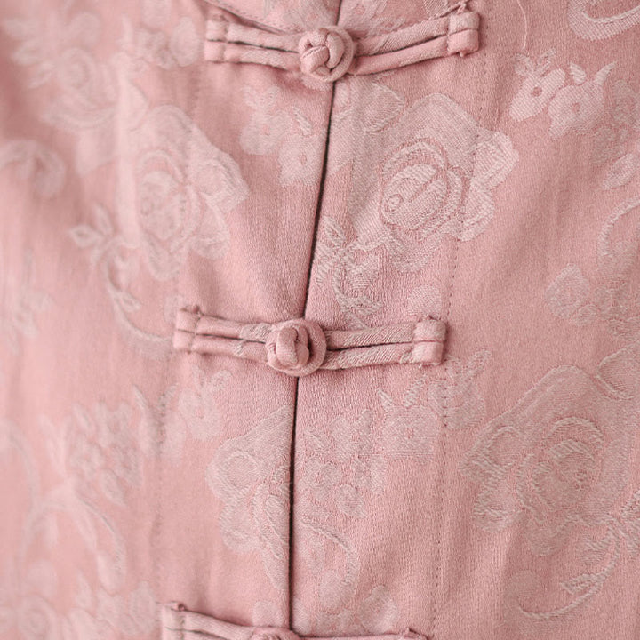 Chemise en coton à manches longues pour femme, imprimé floral automnal Buddha Stones, col montant à boutons brandebourg - image 7