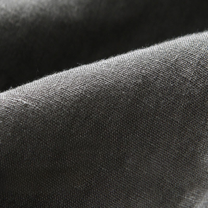 Chemise homme en lin, couleur unie, à boutons, col montant, manches trois-quarts, avec poches , Buddha Stones, automne - image 9