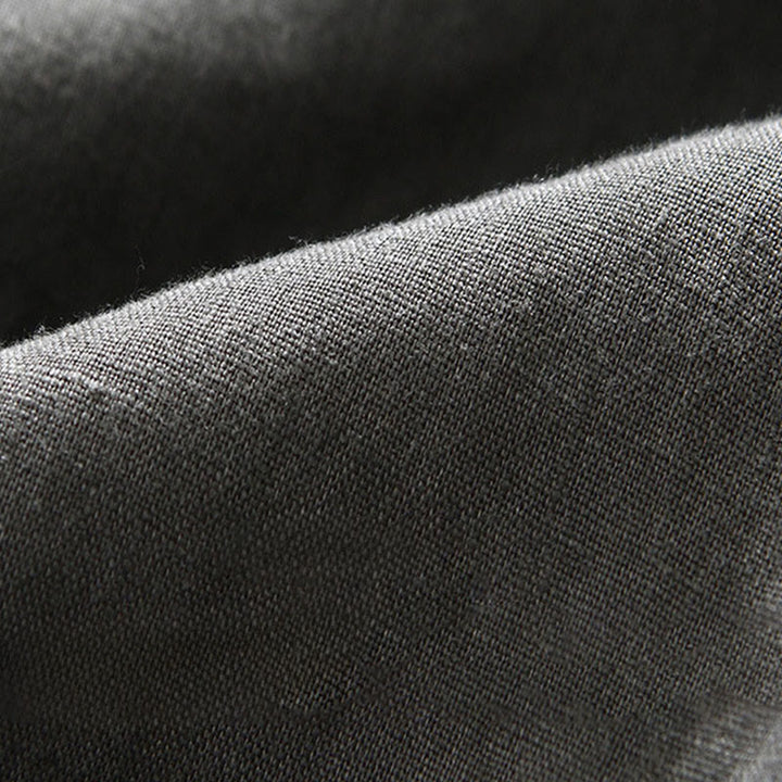 Chemise homme en lin, couleur unie, à boutons, col montant, manches trois-quarts, avec poches , Buddha Stones, automne - image 9