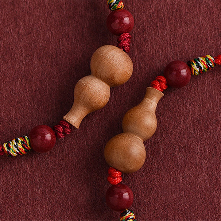 Bracelet porte-bonheur ajustable en Buddha Stones, calebasse et corde en bois de pêcher - image 9
