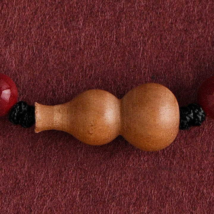 Bracelet porte-bonheur ajustable en Buddha Stones, calebasse et corde en bois de pêcher - image 14