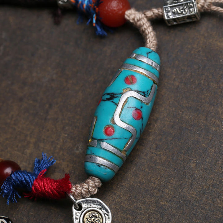 Pendentifs porte-bonheur en perles Dzi de cuivre turquoise et Buddha Stones - image 4
