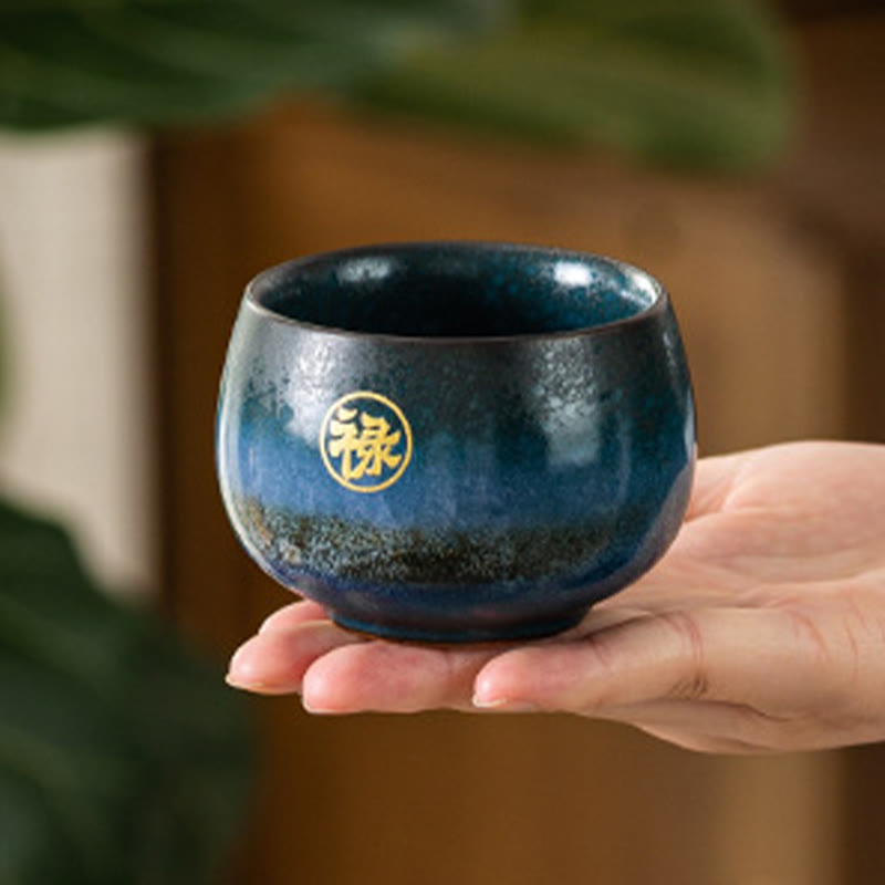 Tasse à thé en céramique peinte à la main avec motif Fu et Buddha Stones, tasse à thé Kung Fu avec coffret cadeau - image 3