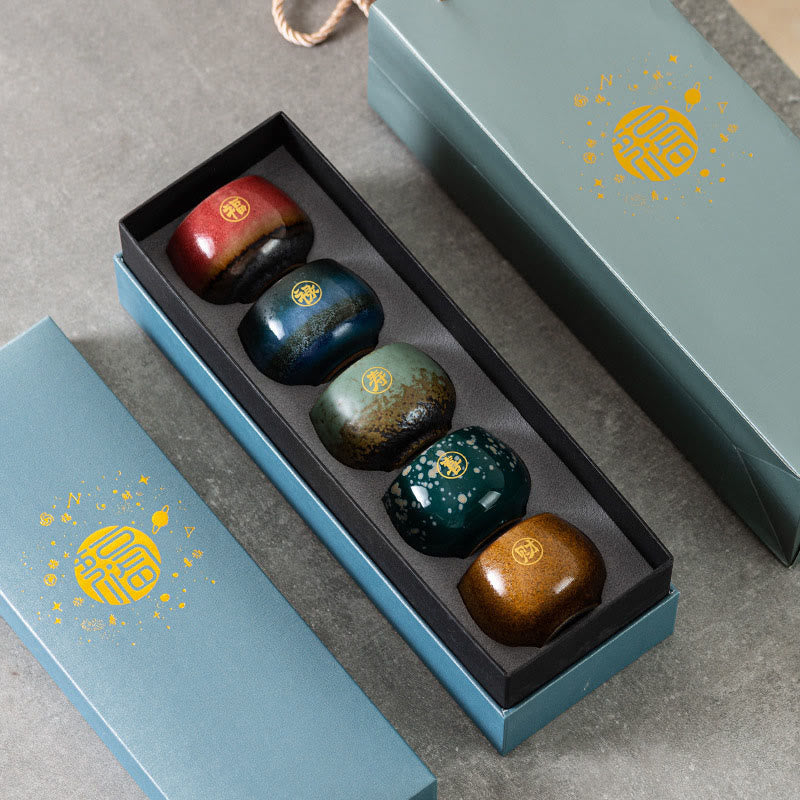 Tasse à thé en céramique peinte à la main avec motif Fu et Buddha Stones, tasse à thé Kung Fu avec coffret cadeau - image 9