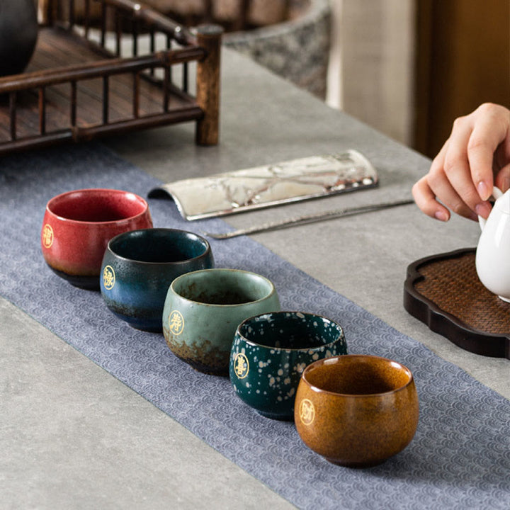Tasse à thé en céramique peinte à la main avec motif Fu et Buddha Stones, tasse à thé Kung Fu avec coffret cadeau - image 10