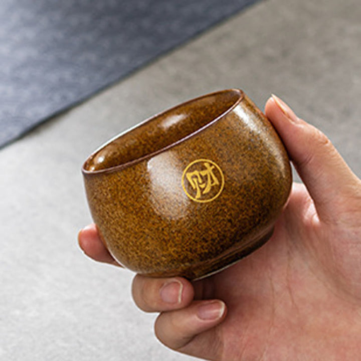 Tasse à thé en céramique peinte à la main avec motif Fu et Buddha Stones, tasse à thé Kung Fu avec coffret cadeau - image 6