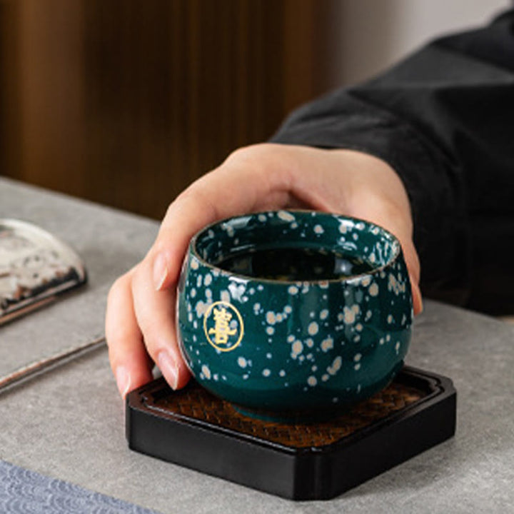 Tasse à thé en céramique peinte à la main avec motif Fu et Buddha Stones, tasse à thé Kung Fu avec coffret cadeau - image 5