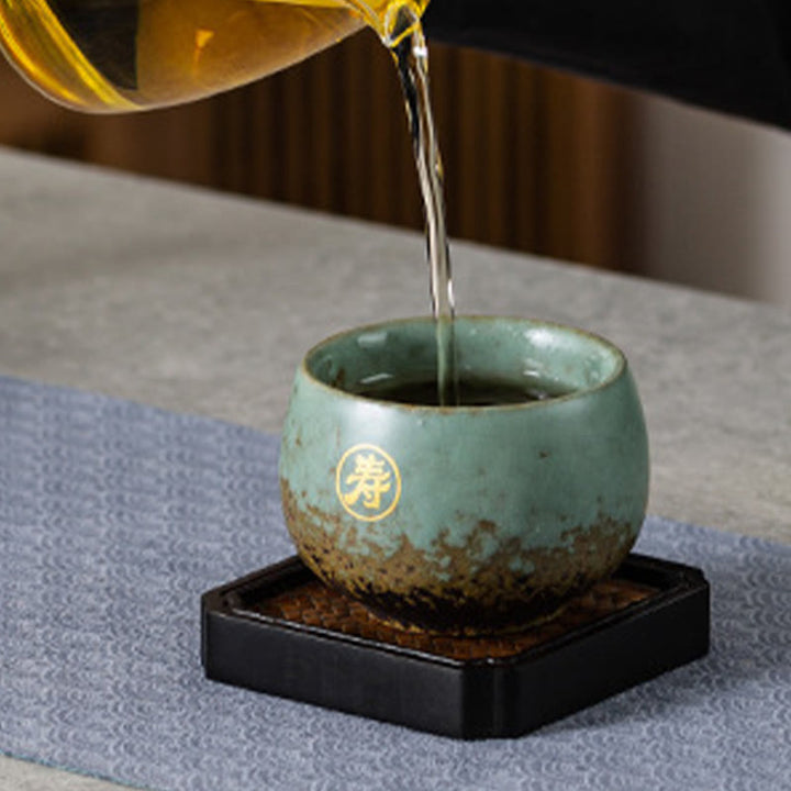 Tasse à thé en céramique peinte à la main avec motif Fu et Buddha Stones, tasse à thé Kung Fu avec coffret cadeau - image 4