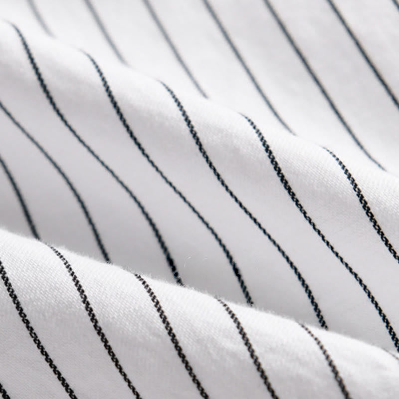 Chemise en coton à rayures 2 en 1 Buddha Stones Automne, col montant, manches longues - image 9