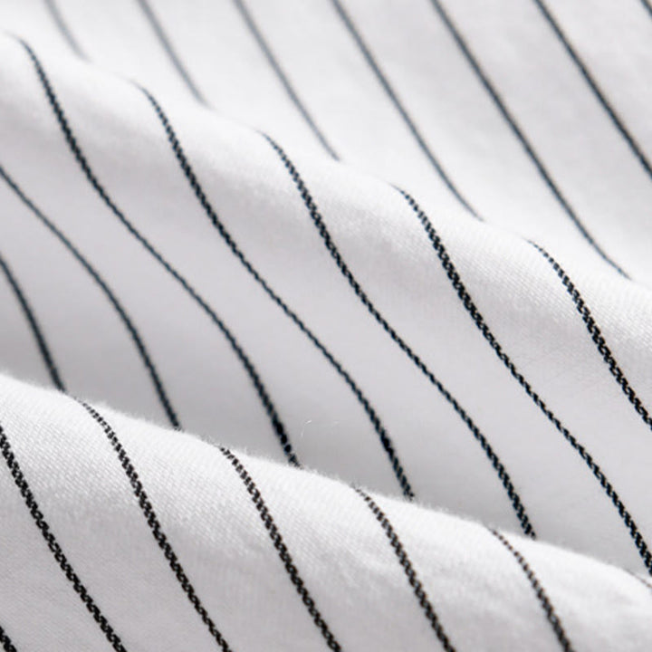 Chemise en coton à rayures 2 en 1 Buddha Stones Automne, col montant, manches longues - image 9