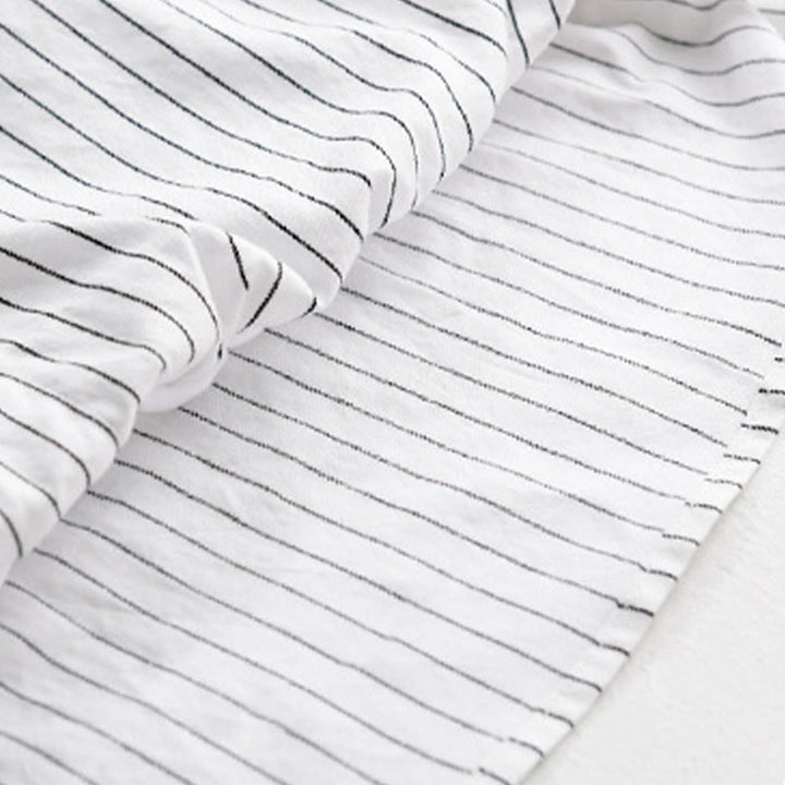 Chemise en coton à rayures 2 en 1 Buddha Stones Automne, col montant, manches longues - image 7