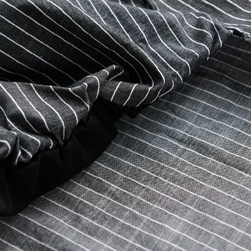 Chemise en coton à rayures 2 en 1 Buddha Stones Automne, col montant, manches longues - image 12