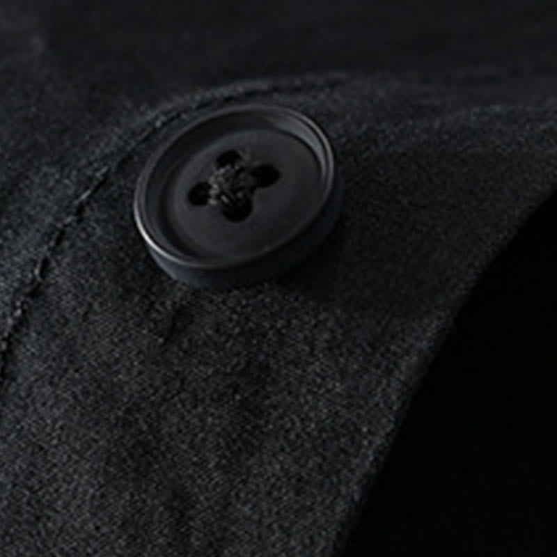 Chemise homme en coton à manches longues, col montant, manches courtes, Buddha Stones, blocs de couleurs automnaux, poches décoratives, boutons décoratifs. - image 6