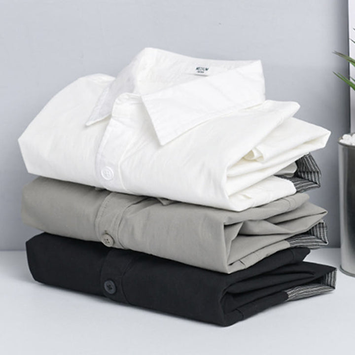 Chemise homme en coton à manches longues, col montant, manches courtes, Buddha Stones, blocs de couleurs automnaux, poches décoratives, boutons décoratifs. - image 13