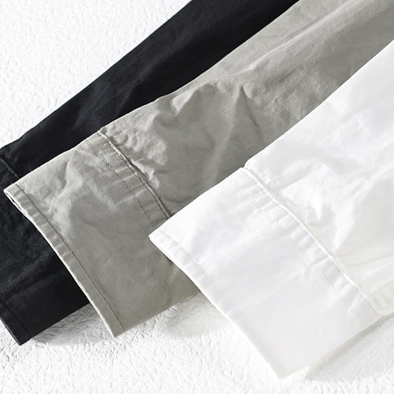 Chemise homme en coton à manches longues, col montant, manches courtes, Buddha Stones, blocs de couleurs automnaux, poches décoratives, boutons décoratifs. - image 19