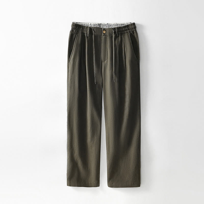 Pantalon large en lin pour homme , Buddha Stones , fermeture éclair et cordon de serrage, avec poches - Olive - US/UK/AU44，EU54 (4XL) - image 14
