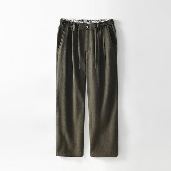 Pantalon large en lin pour homme , Buddha Stones , fermeture éclair et cordon de serrage, avec poches - Olive - US/UK/AU44，EU54 (4XL) - image 14
