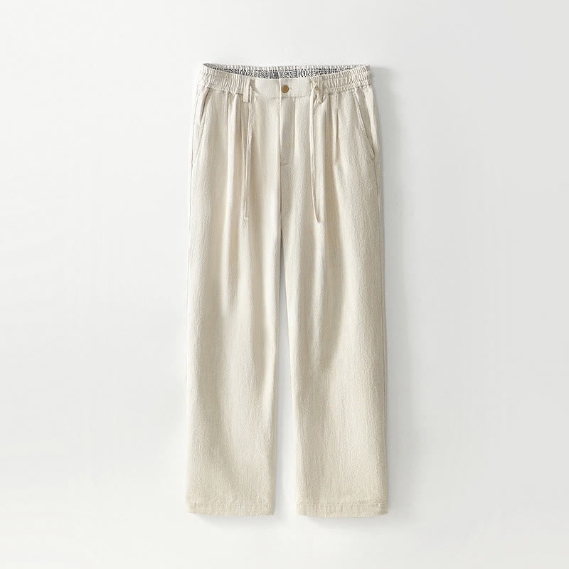 Pantalon large en lin pour homme , Buddha Stones , fermeture éclair et cordon de serrage, avec poches - Lin - US/UK/AU44，EU54 (4XL) - image 25