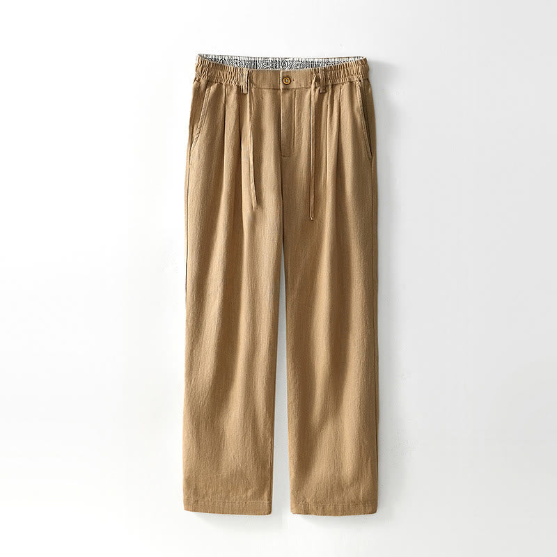 Pantalon large en lin pour homme , Buddha Stones , fermeture éclair et cordon de serrage, avec poches - Kaki - US/UK/AU44，EU54 (4XL) - image 20