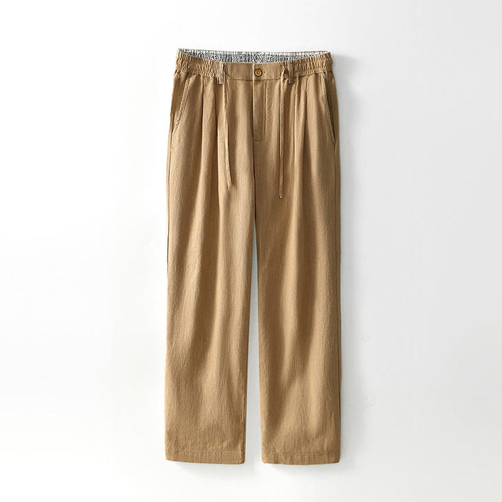Pantalon large en lin pour homme , Buddha Stones , fermeture éclair et cordon de serrage, avec poches - Kaki - US/UK/AU44，EU54 (4XL) - image 20