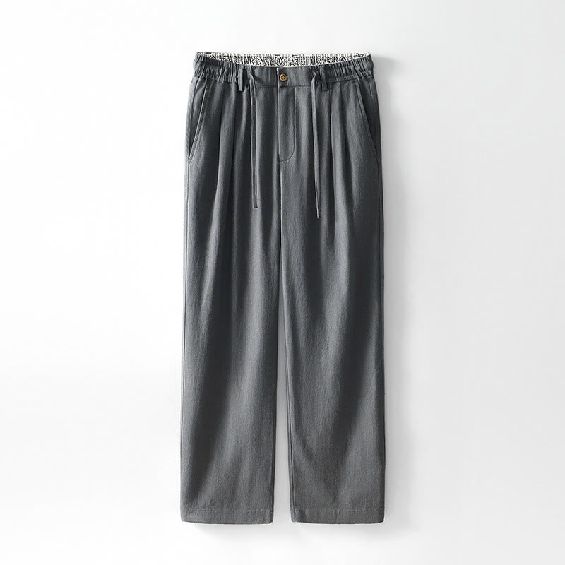 Pantalon large en lin pour homme , Buddha Stones , fermeture éclair et cordon de serrage, avec poches - Gris - US/UK/AU44，EU54 (4XL) - image 0