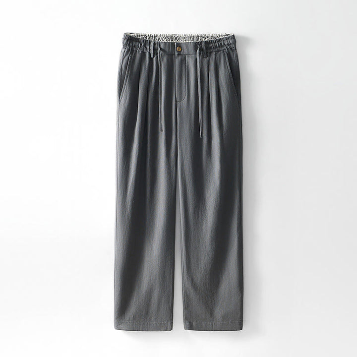 Pantalon large en lin pour homme , Buddha Stones , fermeture éclair et cordon de serrage, avec poches - Gris - US/UK/AU44，EU54 (4XL) - image 0
