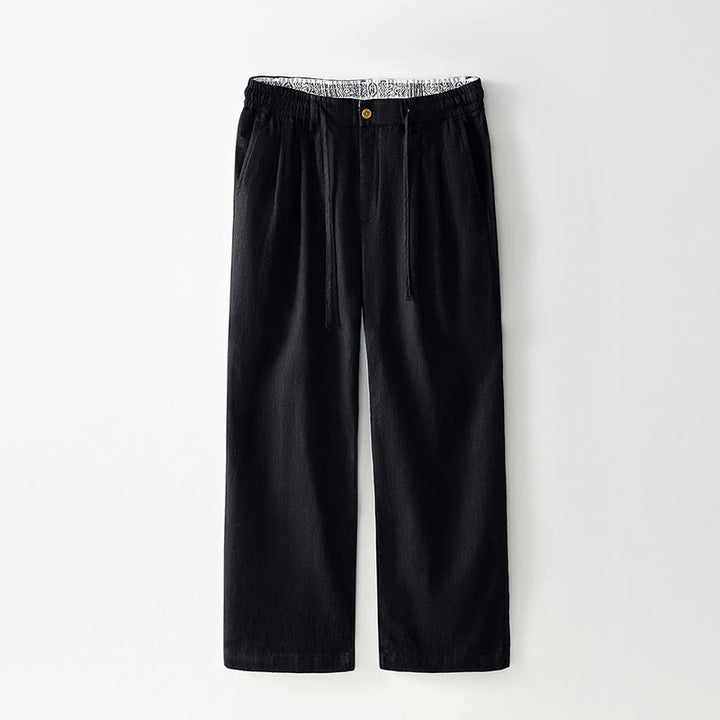Pantalon large en lin pour homme , Buddha Stones , fermeture éclair et cordon de serrage, avec poches - Noir - US/UK/AU44，EU54 (4XL) - image 9