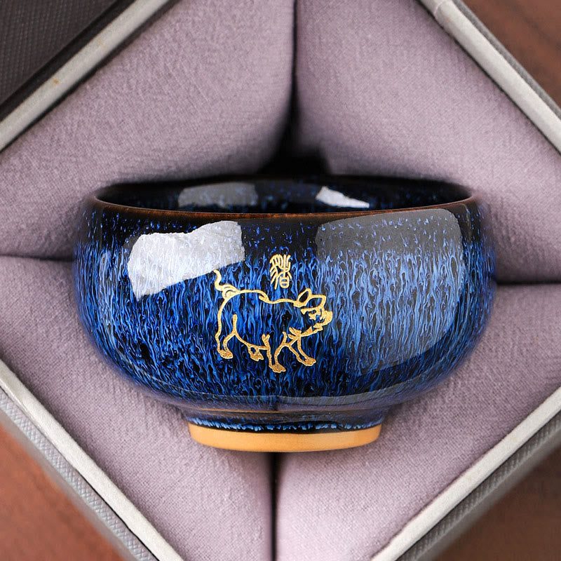 Tasse à thé en céramique « Buddha Stones » du zodiaque chinois, année du Cheval, tasse à thé Kung Fu, 135 ml - Cochon 7,5 cm x 4,8 cm x 135 ml - image 11