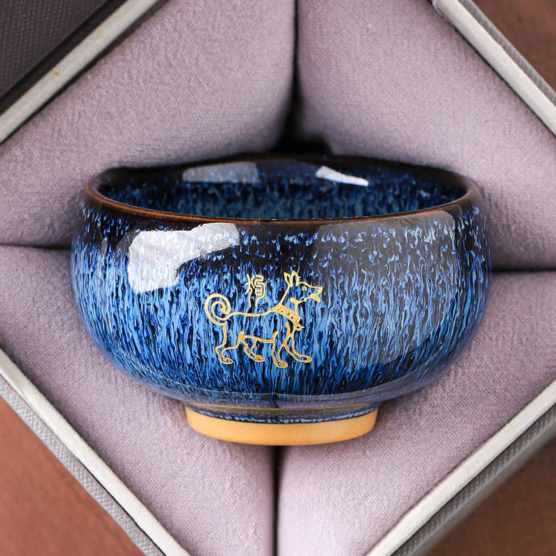 Tasse à thé en céramique « Buddha Stones » du zodiaque chinois, année du Cheval, tasse à thé Kung Fu, 135 ml - Chien 7,5 cm x 4,8 cm x 135 ml - image 10