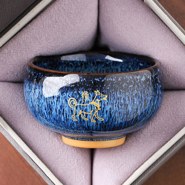 Tasse à thé en céramique « Buddha Stones » du zodiaque chinois, année du Cheval, tasse à thé Kung Fu, 135 ml - Chien 7,5 cm x 4,8 cm x 135 ml - image 10