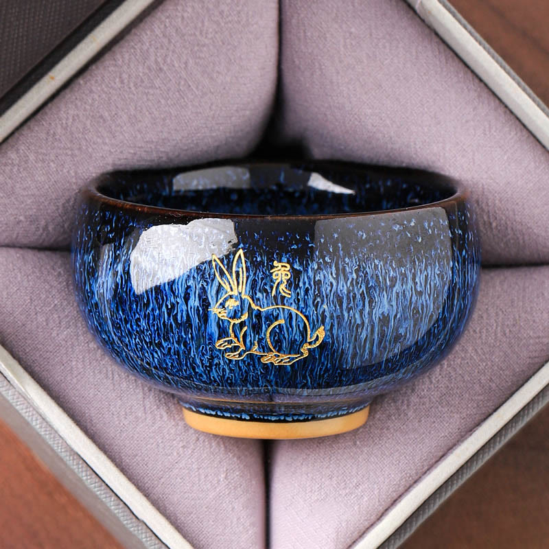 Tasse à thé en céramique « Buddha Stones » du zodiaque chinois, année du Cheval, tasse à thé Kung Fu, 135 ml - Lapin 7,5 cm x 4,8 cm x 135 ml - image 4