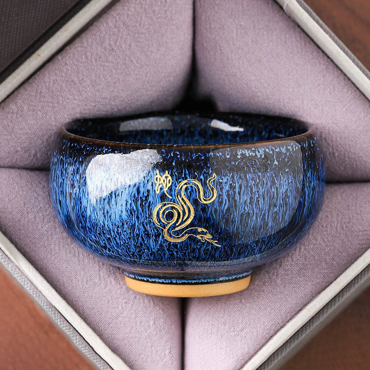 Tasse à thé en céramique « Buddha Stones » du zodiaque chinois, année du Cheval, tasse à thé Kung Fu, 135 ml - Serpent 7,5 cm x 4,8 cm x 135 ml - image 6