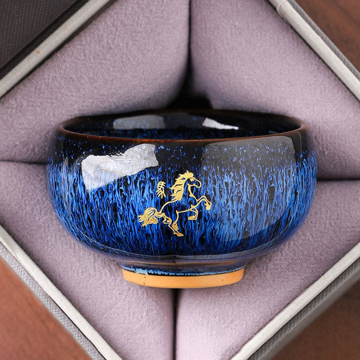 Tasse à thé en céramique « Buddha Stones » du zodiaque chinois, année du Cheval, tasse à thé Kung Fu, 135 ml - Cheval 7,5 cm x 4,8 cm x 135 ml - image 0
