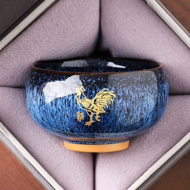 Tasse à thé en céramique « Buddha Stones » du zodiaque chinois, année du Cheval, tasse à thé Kung Fu, 135 ml - Coq 7,5 cm x 4,8 cm x 135 ml - image 9